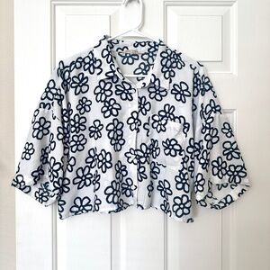 Floral Black and White Women's Top